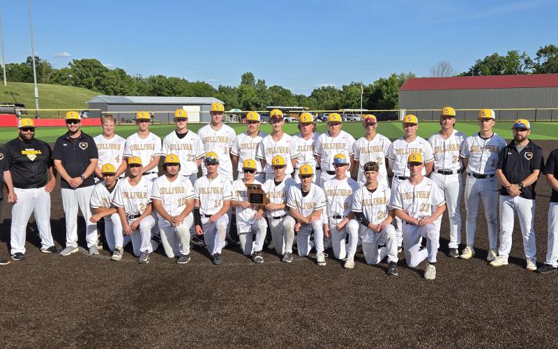 BACK TO BACK TO BACK. The Eagles three-peated the Class 4 District 4 Baseball Championship on Friday, May 23. They edged past No. 1 Owensville 3-1 to win their third consecutive title. Sullivan started the tournament as the second seed against the host, St. Clair. Drake Gawer pitched a no-hitter to soar the Eagles past the Bulldogs in a 5-0 win. After beating St. Clair and Owensville, Sullivan advanced to the sectionals and faced Lutheran South on May 27. If the Eagles won, they moved on to play in the quarterfinal round two days later. The Class 4 Final Four will be held at the Ozark Mountain Sports Complex from June 4 to 5. Photo by Wyatt Hardy Article Image Alt Text