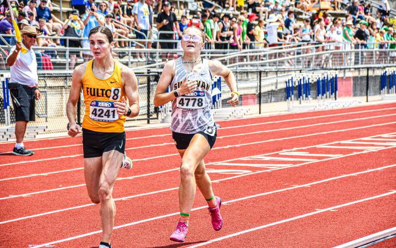 ALL-STATE ROOKIE. Mariah Denney picked up two state medals in back-to-back events on Friday, May 24. Her first came with an eighth-place finish in the 1600-meter run with a time of 5:15.59. Denney blazed through the track again a couple of hours later with another medal. The freshman’s second came after she placed 8th in the 800-meter run at 2:18.87. Denney capped off her record-breaking season on a high note. Photo by Will Johnson Article Image Alt Text