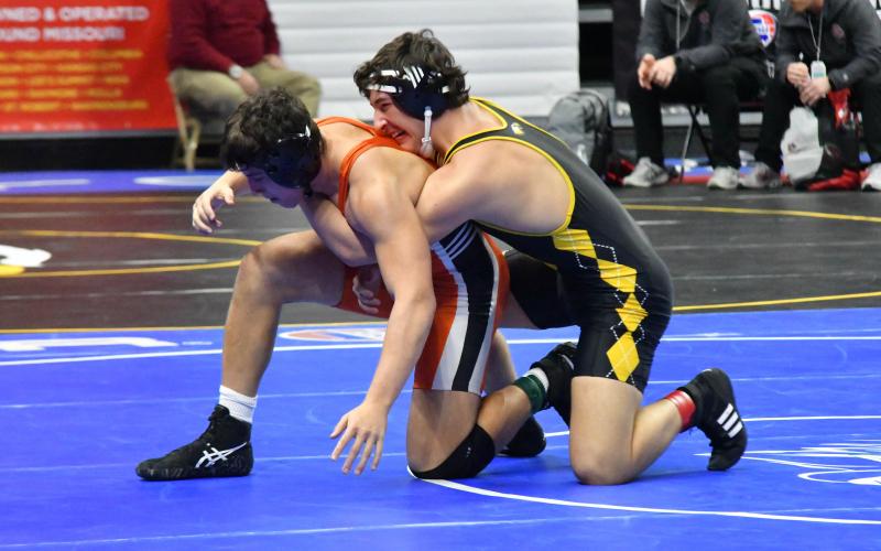 BRENNAN BIRRER left everything in the squared circle at the Mizzou Arena. Photo by Will Johnson Article Image Alt Text