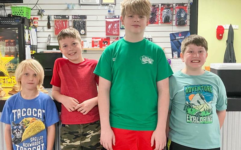 NEXT UP, STATE! The youth bowlers and their adult partners will advance to the Missouri State Bowling Proprietors Association Tournament. Pictured from left to right are the youth state qualifiers: Jacoby Kinder (partnered with Jacob Kinder), Benjamin Radosh (Ron Coleman), Eli Evans (Braxtyn Crider) and Cahutta Kinder (Amy Mayes). Brooklyn Fite (Aleatha Fite) will also compete at the tournament but was not pictured. Submitted photo Article Image Alt Text