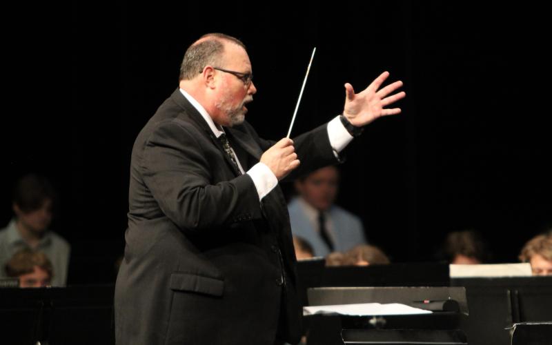 BACK TO WHERE IT BEGAN. Chuck Moore is retiring as Sullivan High School Band Director and will take the next step in his career at Central Methodist University. At his final Sullivan band concert on May 9, he announced that he would return to teach at his alma mater. Photo by Wyatt Hardy Article Image Alt Text