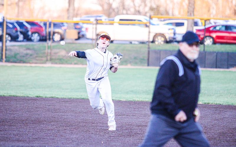 CHASE BLUE had strong performances in his two jamboree and regular season games last week. He tallied four runs and four RBIs at bat, had several pitches on the mound, and won the “Tag-Team Champ” award with Raiden Redd in the Orchard Farm scrimmage. Photo by Wyatt Hardy Article Image Alt Text