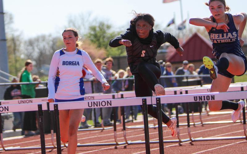 DAVEAH McCLAIN medaled at third in the 100-meter hurdles. Photo by Wyatt Hardy Article Image Alt Text