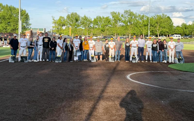 SENIOR NIGHT AT THE BALLPARK. Sullivan High School held its Senior Night for baseball and boys’ golf on Thursday, May 1. Pictured from left to right are the nine senior baseball players: Anden Carey, Drake Gawer, Gabe Wienhoff, Grant Halmick, Isaiah Skaggs, Kaden Smith, Lucas Parsons, Nate McReynolds and Seth Valley. Photo by Extra Innings Photography Article Image Alt Text