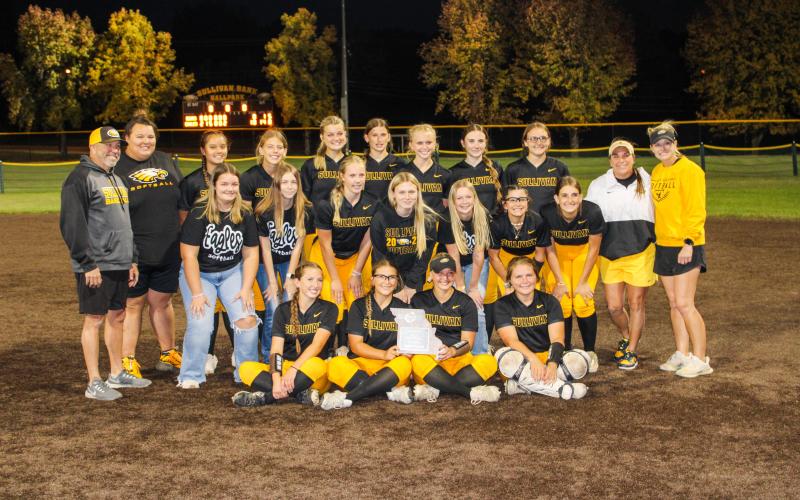 CLASS 3 DISTRICT 2 CHAMPS. The Lady Eagles soared past St. Clair and Ursuline Academy in ten-run shutouts to win the district title. Photo by Wyatt Hardy Article Image Alt Text