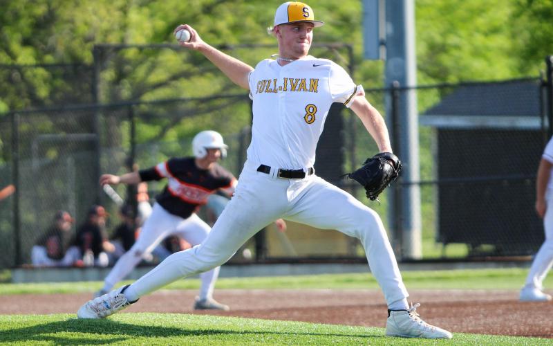 GAWER POWER. Drake Gawer started on the mound against Owensville and struck out ten batters. Photo by Wyatt Hardy Article Image Alt Text