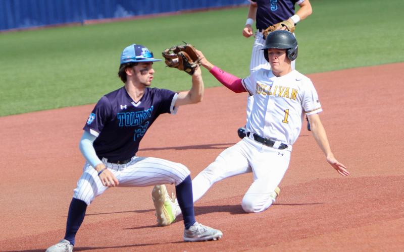 NATE McREYNOLDS (1) slides into third base. Photo by Wyatt Hardy Article Image Alt Text