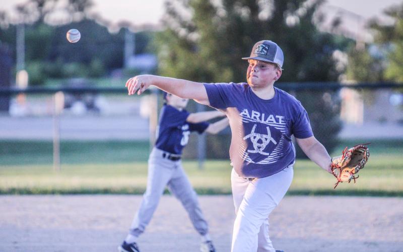 AUSTIN D. was the first on the mound for Pinemark. Photo by Wyatt Hardy Article Image Alt Text