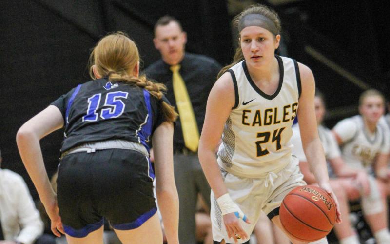 AVERY MERKEL swished two points inside the rim. Photo by Wyatt Hardy Article Image Alt Text
