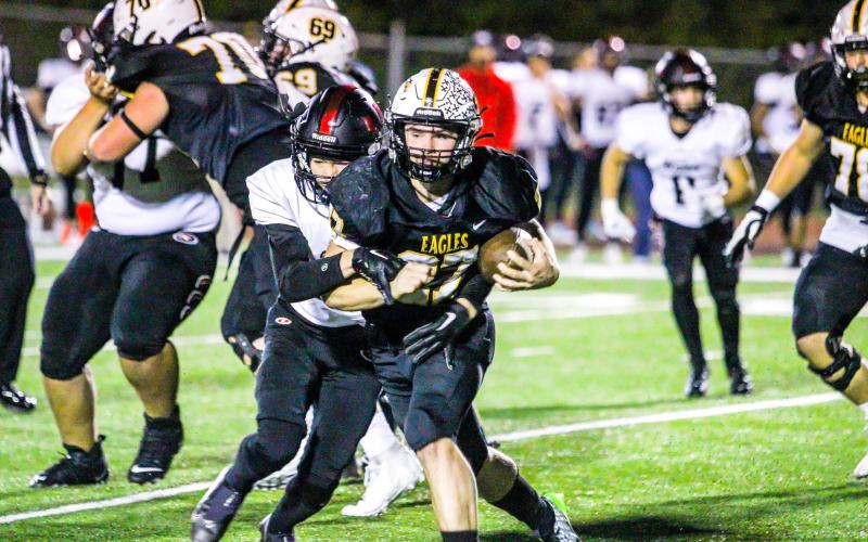 OFFENSIVE PLAYER OF THE YEAR. Eagles running back Franky Erxleben received the 2023-24 Missourian All-Area Offensive Player of the Year award. Known by his teammates as “Frank the Tank,” Erxleben was unstoppable on the gridiron and always found a way to move the chains. He was also named a first-team running back and third-team linebacker. Photo by Wyatt Hardy Article Image Alt Text