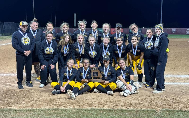 THIRD PLACE AT STATE. Sullivan’s softball team brought home a Class 3 third-place plaque in their return to the Final Four. The Lady Eagles first fell 4-1 to the would-be state champion Oak Grove in the semifinal. They bounced back with a 9-1 crushing of Blair Oaks to leave Springfield on a high note. Photo by Extra Innings Photography Article Image Alt Text