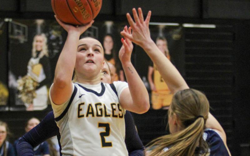 NOTHING BUT NET. Head coach Jordan Flora praised Molly Lohden for her performance against Salem. She was lights out at the net, swishing in 13 points. Photo by Wyatt Hardy Article Image Alt Text