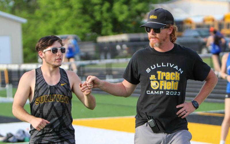 ZAIDEN MARLER (left) won the pole vault competition at 3.35 meters. Photo by Wyatt Hardy Article Image Alt Text