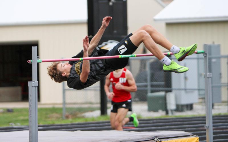 LEAP INTO ACTION. Carter Rochleau landed first in the high jump (1.7m). Photo by Wyatt Hardy Article Image Alt Text