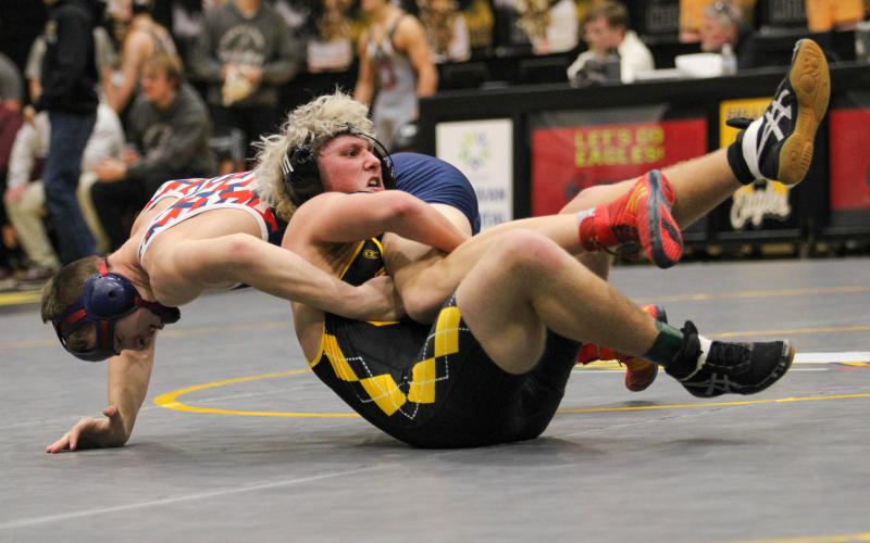 BENJAMIN CORNEJO was among seven wrestlers recognized in Sullivan’ s senior night ceremony. Photo by Wyatt Hardy Article Image Alt Text