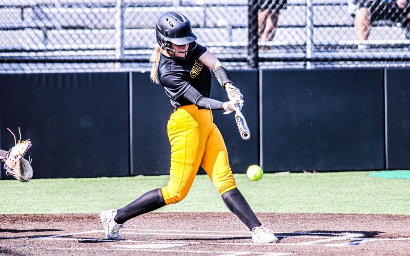CARLI McCREARY was a force in the catcher’s and batter’s box at Friday’s jamboree. She recorded 3 RBIs, two hits and a walk at the plate. Photo by Wyatt Hardy Article Image Alt Text