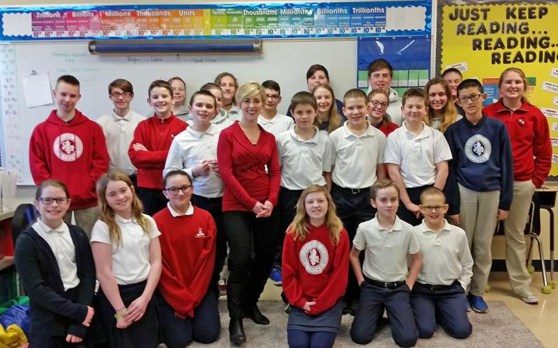 ALUMNA PAIGE HULSEY (of KMOV) visited the 5th through 8th grades.