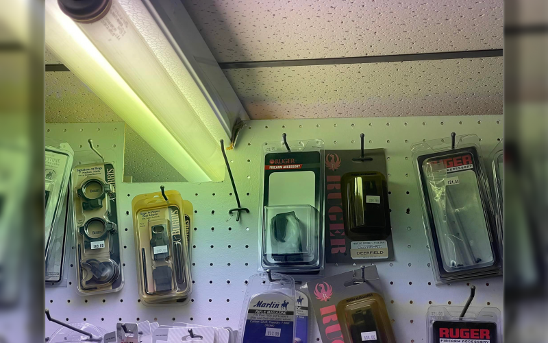 This interior display wall slid approximately 3-inches from the accident, stopping against a row of ceiling-mounted light fixtures.